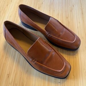 Madewell Brown Leather Loafers Square Toe